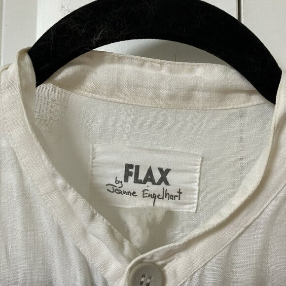 Flax Jeanne Engelhart Shirt Womens Button Linen White Lagenlook Boho - Picture 4 of 7